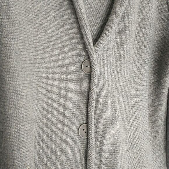 Eileen Fisher Sweater Blazer Cardigan Womens M Gray Cashmere Merino Wool Collare - Picture 2 of 6